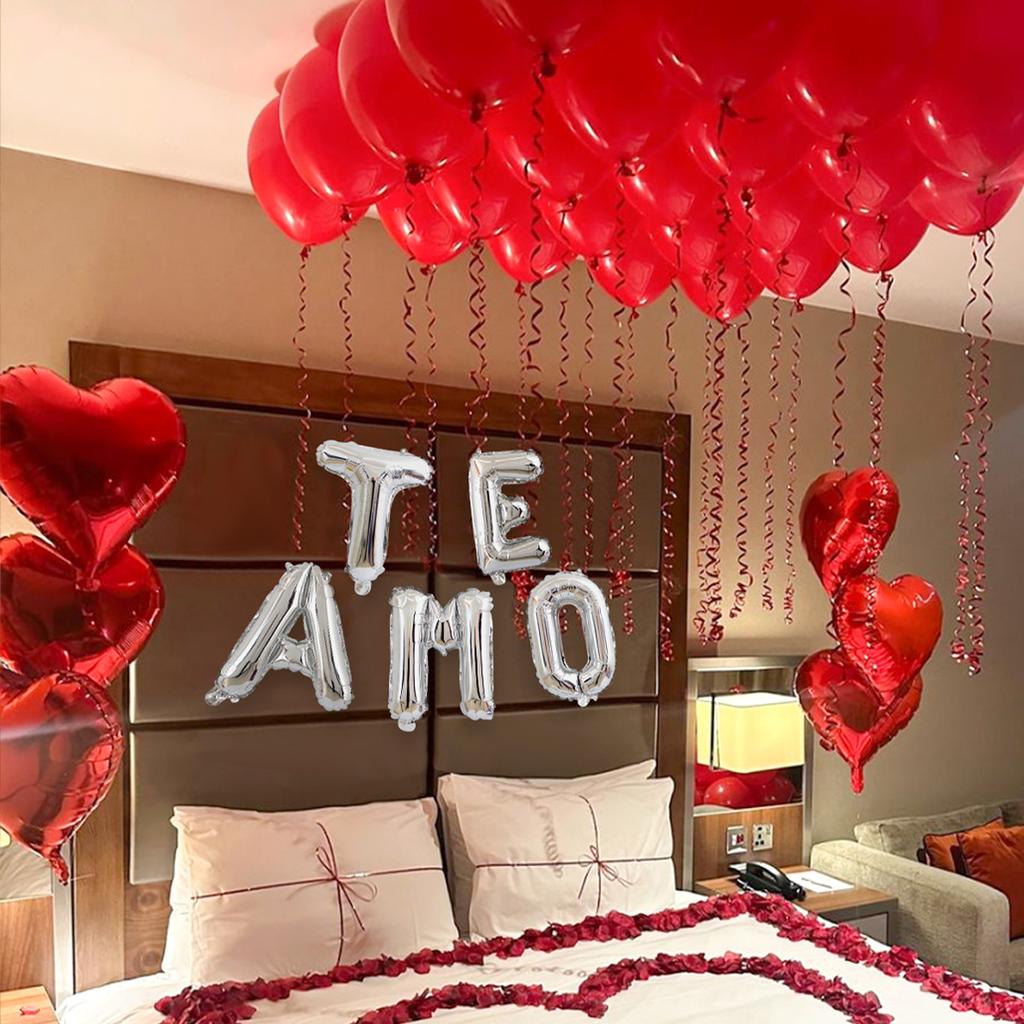 Spanish I love you lettering banner balloon, for Valentine's Day party, proposal, confession, Valentine's Day anniversary