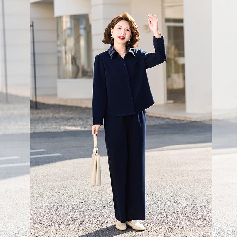 

Middle-aged Women s Spring Lapel Hoodie & Sports Suit - Long Sleeve New Year 2026 Edition 2XL (Recommended 105-120 jin)
