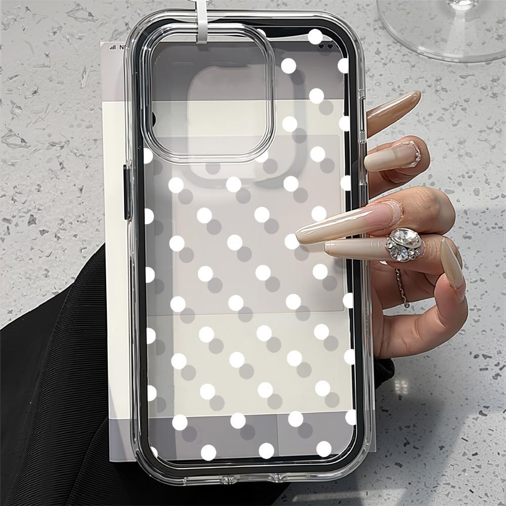 ins transparent white polka dots for iPhone17ProMax mobile phone protective case 16 simple 15Pro niche 14
