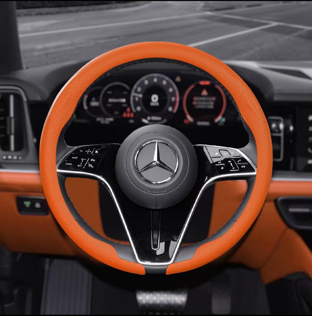 8D Nappa leather Car Steering Wheel Cover For Mercedes Benz A B C E V S Class GLA GLB GLC GLK GLS SLK CLA CLS Auto Accessories