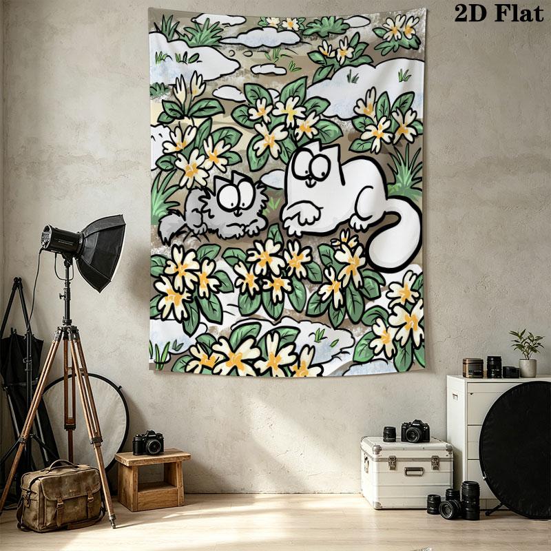 Simon'S Cat Wall Tapestry Aesthetic Wall Hanging Printed Fabric Blanket Decorative Tapestries For Bedroom Living Room Home Decor