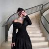 Novo Vestido de Festa Longo Slim Fit Patchwork Jacquard de Renda Preta para Mulheres Lazer Festa Prom Europeu Americano