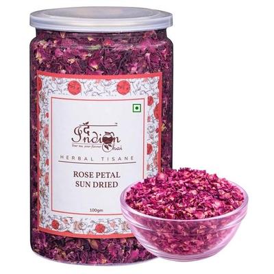 The Indian Chai - Rose Petals Sun Dried 100g, Gulab Patti for Beautiful Hair & Skin, Baking, Making Rose Water DIY