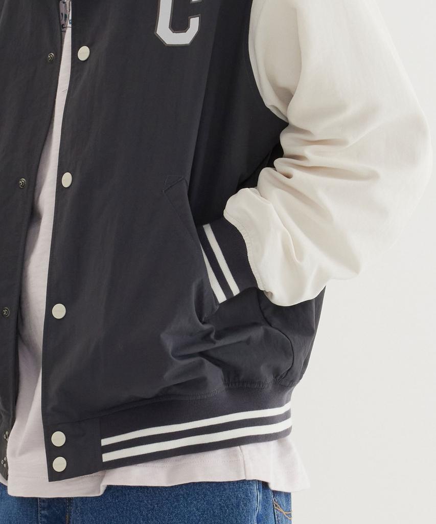 COVERNAT C-Logo Collar Varsity Jacket Charcoal