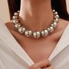 Exaggerated Punk Choker: Large Beaded Geometric Necklace for Women