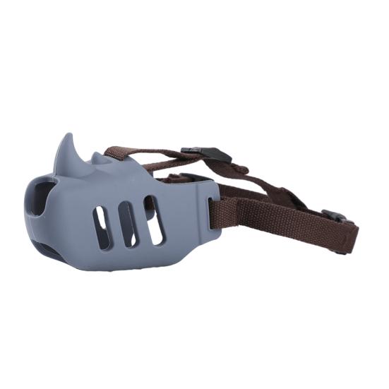 

Silicone Dog Muzzle Rhino Design Soft Basket Muzzle with Adjustable Strap Funny Dog Muzzle to Prevent Biting Barking Chewing for Small Medium S серый