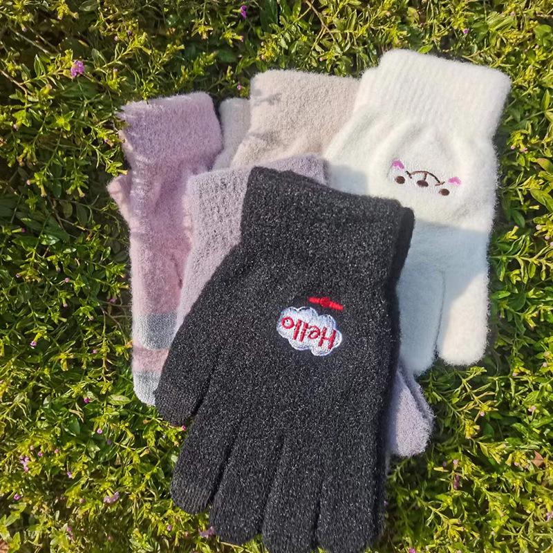 

Smiley Face Touchscreen Fleece-Lined Mink Velvet Warm Gloves One Size сірий колір