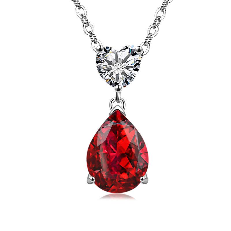 Jewelry Temperament Warm Sun Water Drop Necklace Ice Flower Cut Zirconium Platinum Plated 925 Silver Pendant Necklace