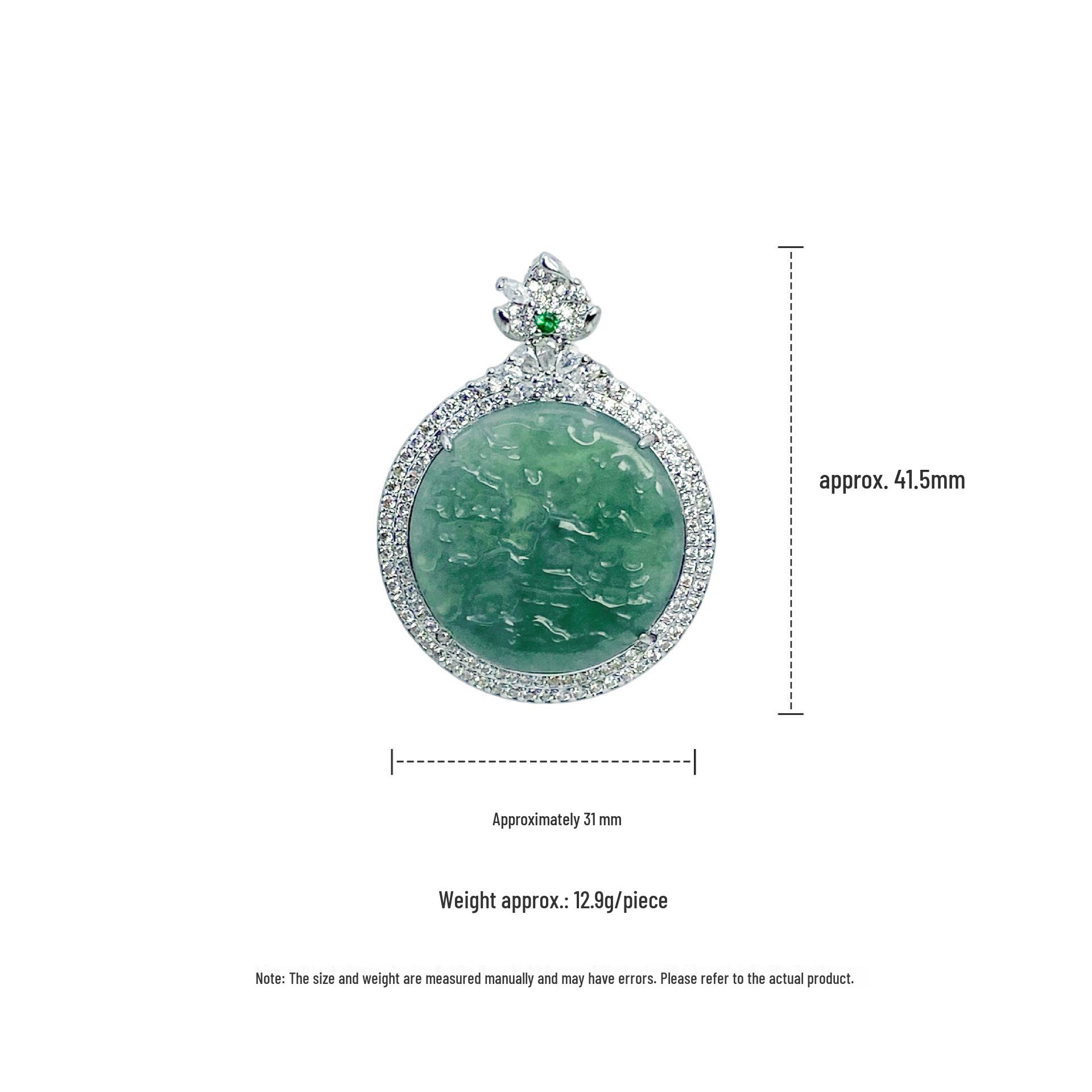 Natural Jade Inlaid Landscape Pendant Necklace Charm