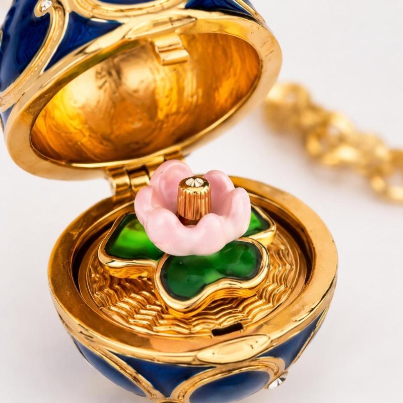 Enamel Egg Pendant Necklace with Hinged Opening, Collarbone Chain, Gold-Tone Chain, and Easter Outfit Styling for Women
