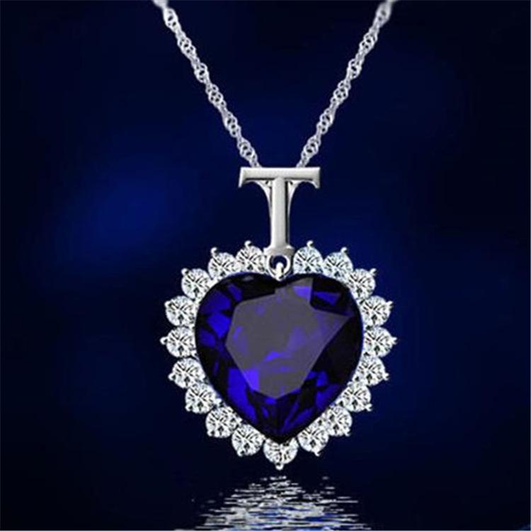 JMXD-Fashion Blue Ocean Heart Necklace Titanite Love Lady Necklace