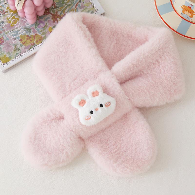 Autumn/Winter Heart Rabbit Children's Scarf - Cute Korean Style Warm Plush Baby Neck Warmer for Girls Cold Protection