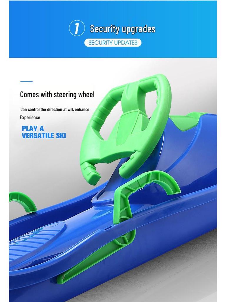 Adult Snowboard Sled with Steering Wheel and Brakes