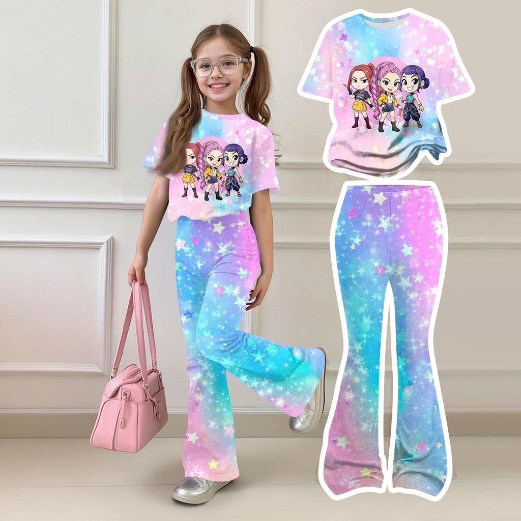 Infant Baby Girls Boys Loose Print T-shirt+Pants Print Outfits Set