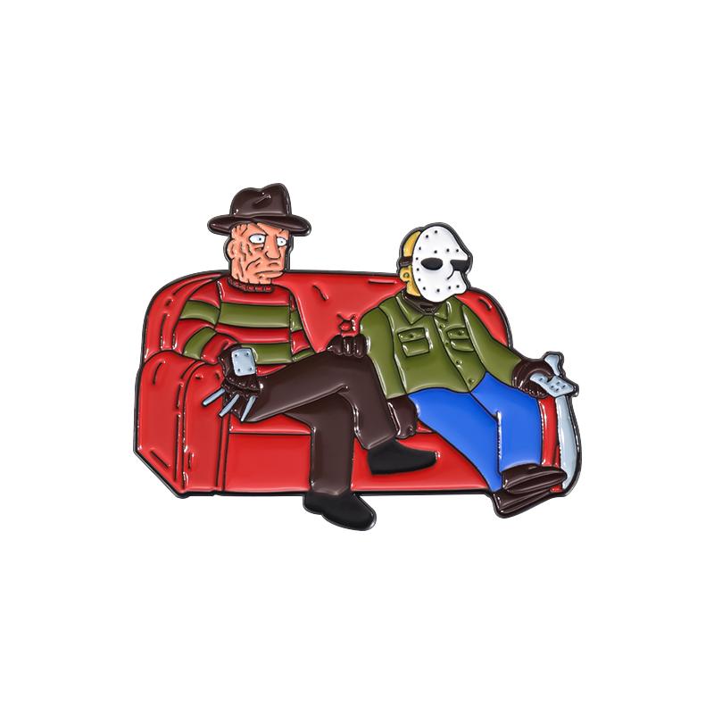 Halloween Horror Brooch Enamel Pins Custom Masked killer Brooches Lapel Badges Funny Jewelry Gift for Friends
