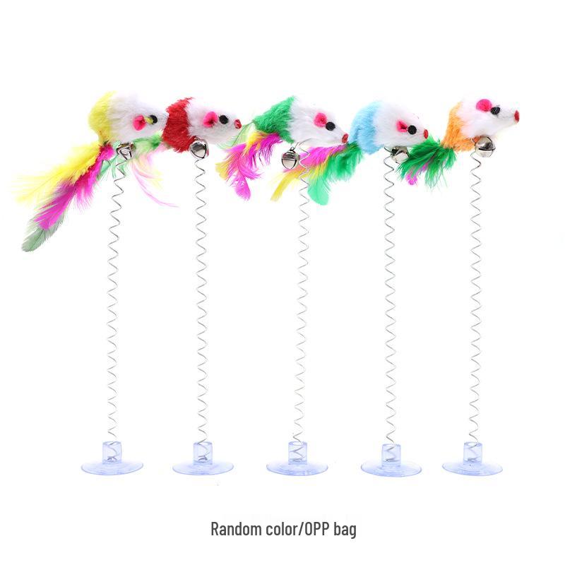 

Игрушка-дразнилка для кошек на присоске с пружиной, перьями и колокольчиком