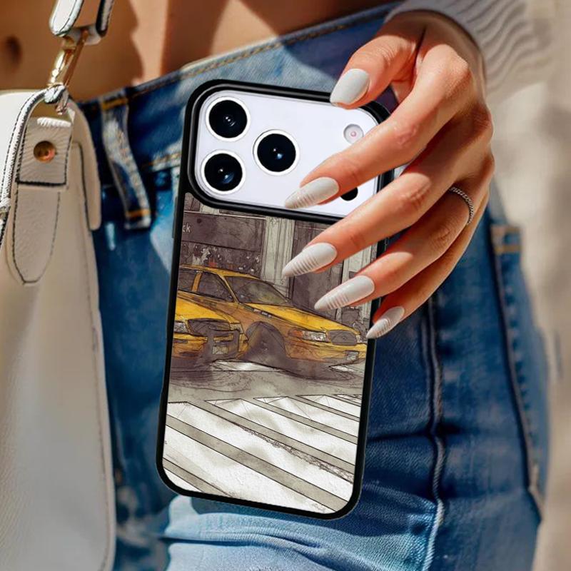 NYC Yellow Taxi Cabs Phone Case For iPhone 17 Air 14 15 13 12 Max Cover For Apple 16e 11 Pro Max Plus Coque