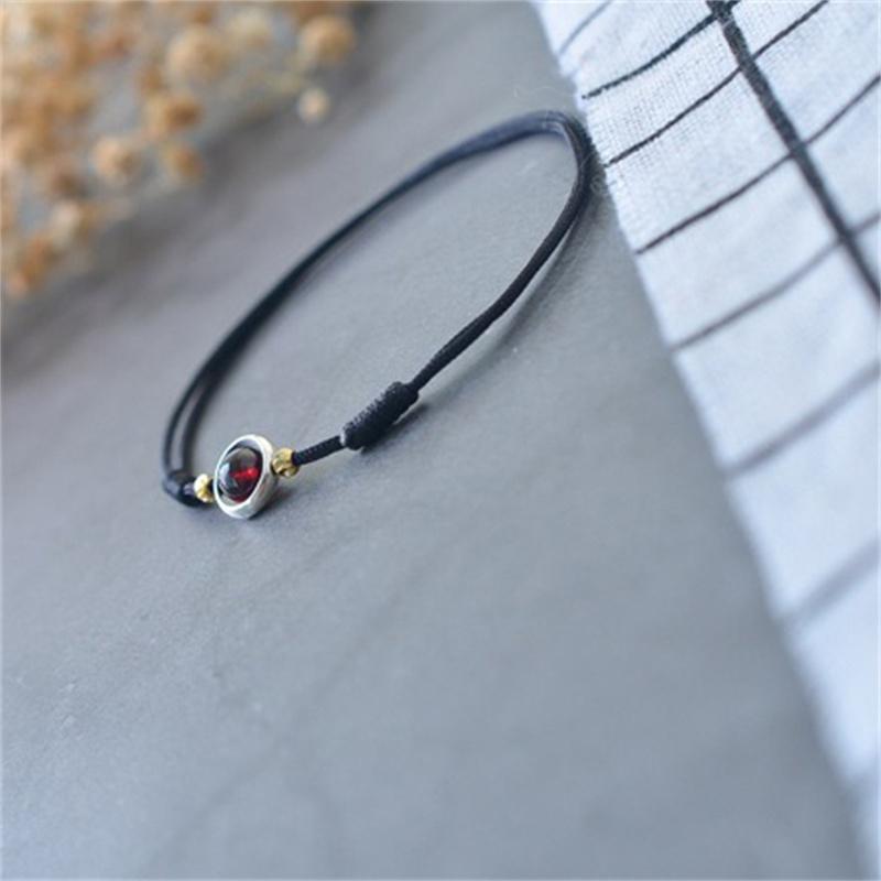 

Гранатовый браслет на ногу с бусинами, Ювелирные изделия, Аксессуары, Женский красный веревочный шнурок, Красный гранат, Простой браслет на ногу в корейском стиле чёрный