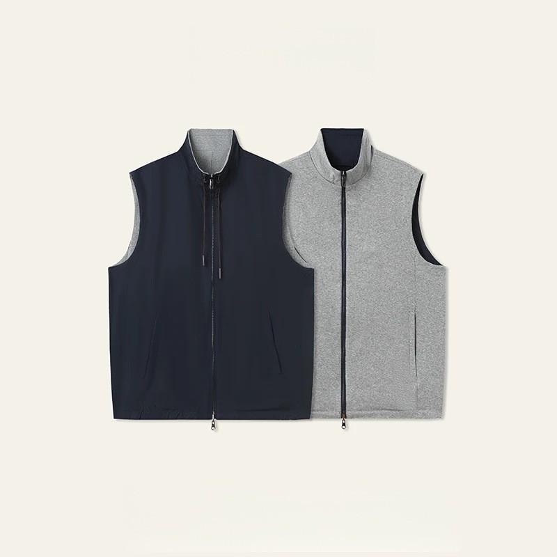 Mens Reversible Lightweight Vest Italian Style Fashion Casual Slim Fit Sleeveless Jacket