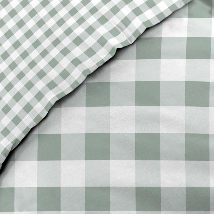 Parure de lit 260 x 240 cm Victoire a carreaux sauge