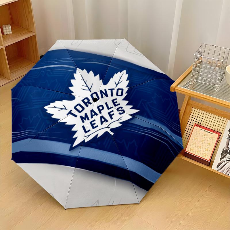 Toronto Maple Leafs Print Auto 8?Ribs Folding Umbrella Wind Resistant Lightweight Automatic Umbrella For Daily Travel