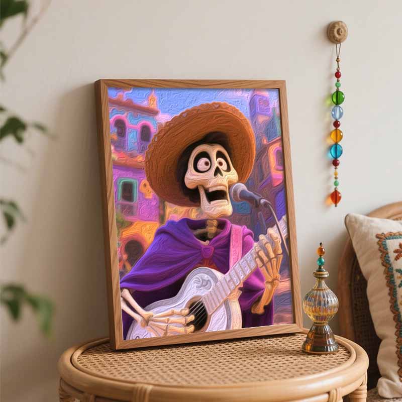 Disney Handmade Diy Oil Painting Digital Painting Kit Coco Music Guitar Character Home Living Room Entrance Decoration Hanging Painting