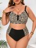 Europäischer & Amerikanischer Plus-Size Damen High-Waist Push-Up Bikini - Schlankmachende Bauchkontrolle.