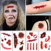 159 PCS Halloween Decorations, 8 Sheets Terror Bloody Handprint Footprint Window Stickers, 8 Sheets Tattoo Stickers, Halloween Party Indoor/Outdoor