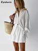 Spring/Summer Women's Lace Trim Bubble Sleeve Top Set with Shorts Casual Fashion Outfit