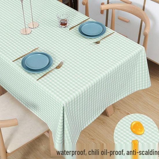 

Nordic Style Waterproof Oilproof Washable PVC Tablecloth for Dining, Camping, Homestay, and Restaurants. 140x180cm Edge (Dining Table)