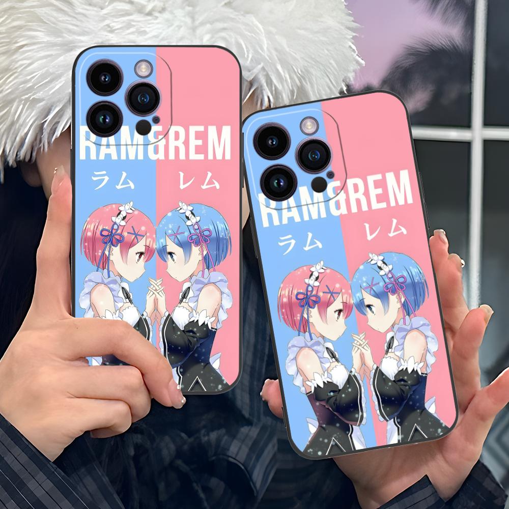 ReZero Rem Ram Matte TPU Mobile Phone Case for iPhone 17 16 15 14 13 12 11 X XR XS 8 7 Air Pro Max Plus Mini Colorful Cover