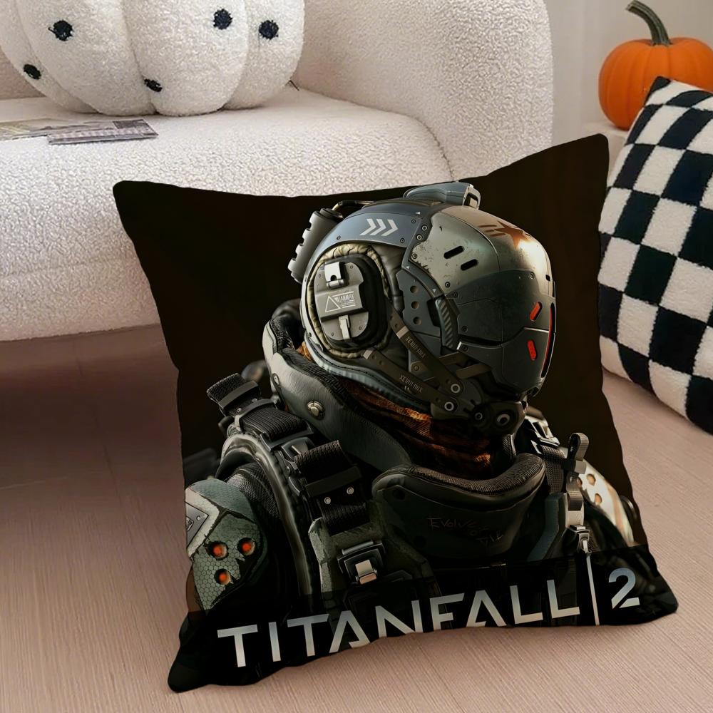 Titanfall 2 Pillow Case Anti-dustmite Pillowcase Invisible zipper silky short plush Sofa cushion cover