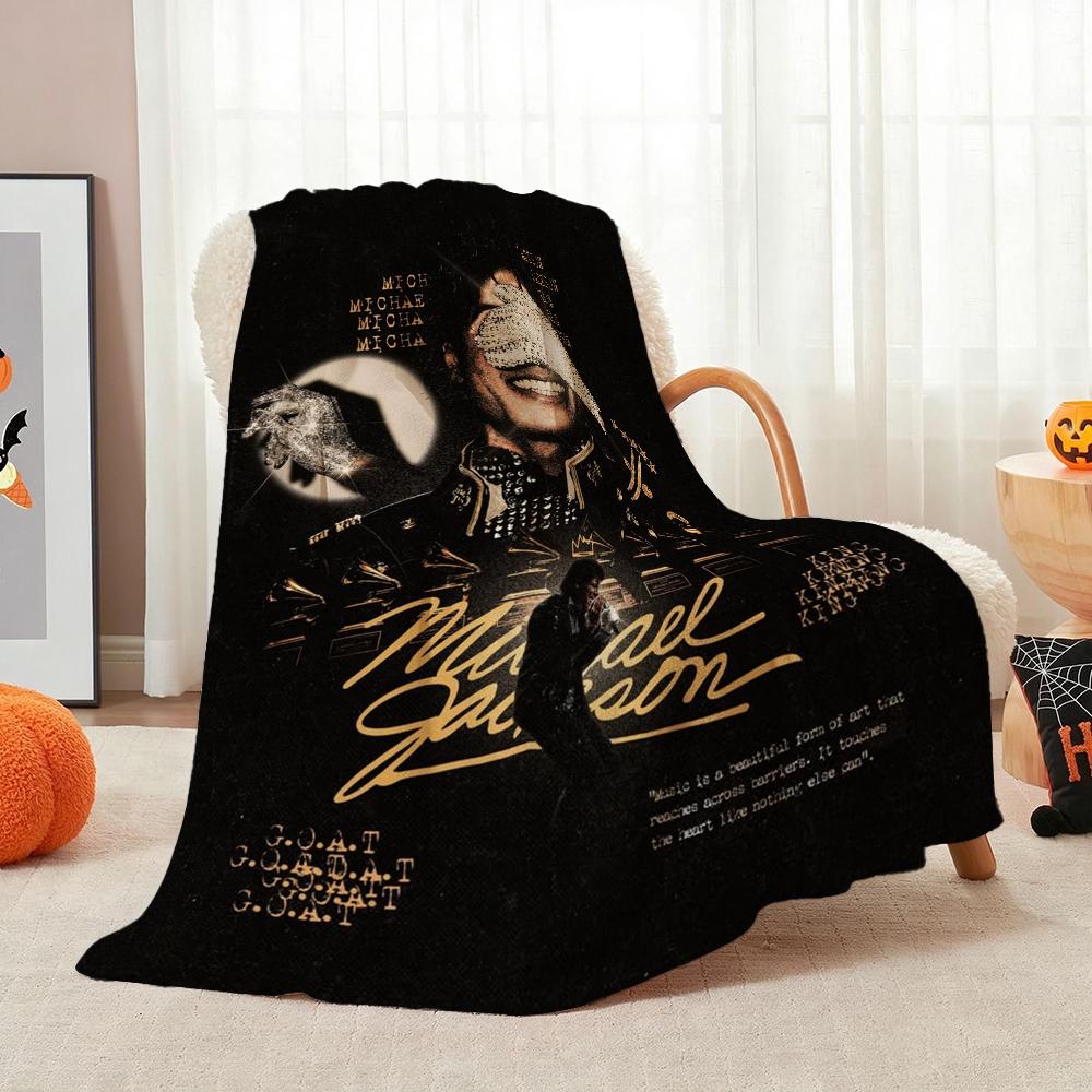 Michael Jackson Pop Theme Blanket Cozy Warm Fleece Blanket For Camping Travel Party Decor Great Holiday Gift