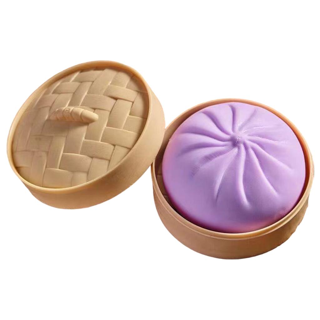 Dumpling Stress Balls Fidget Sensory Toy Simulation Food with Little Steamer Squeeze Dough Ball Stress Relief Hand Toy
