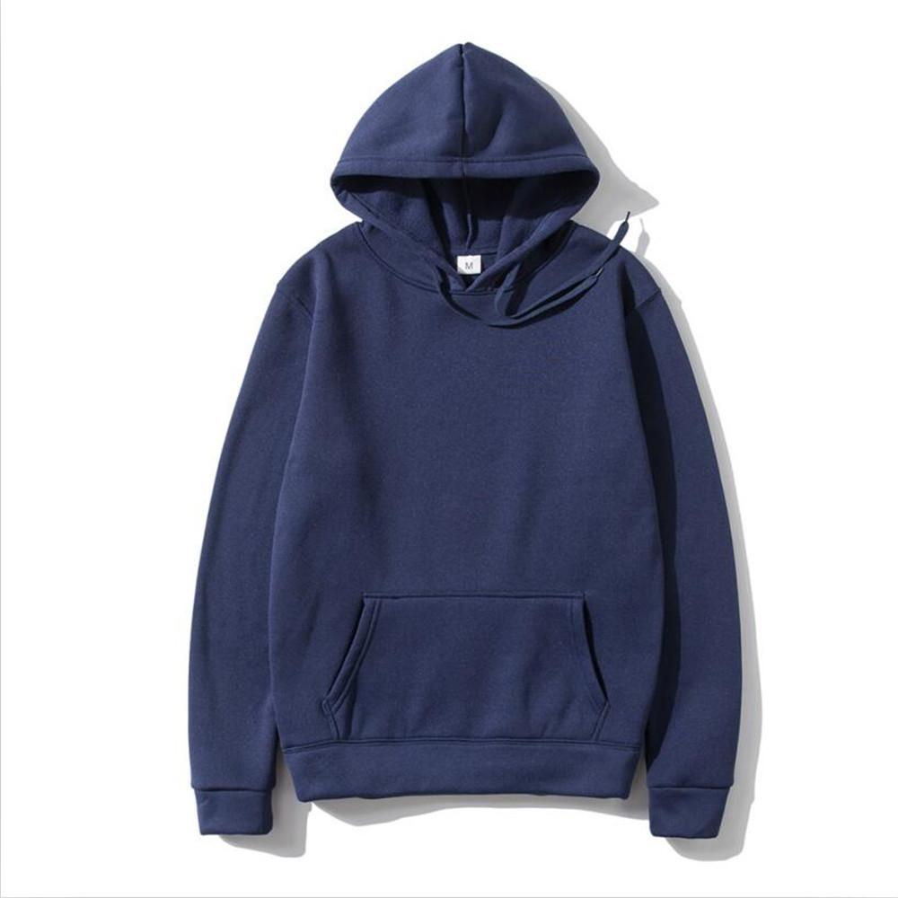 Autumn Fashion Loose Tops Solid Colour Hooded Polyester Men's Sweatshirt Simple Casual