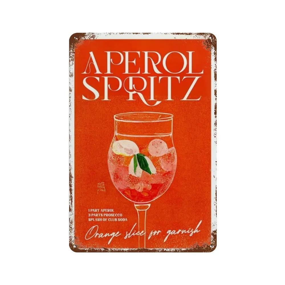 Vintage Fruit Juice Metal Tin Sign Mojito Aperol Spritz Posters and Sangria Drink Negroni Plaque for Club Bar Shop Home Decor