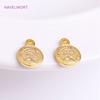 8mm 14K Gold Plated Tiny Coin Charms With Queen Avatarm,Brass Metal Round Coin Charms For Bracelet Making Accessories Wholesale