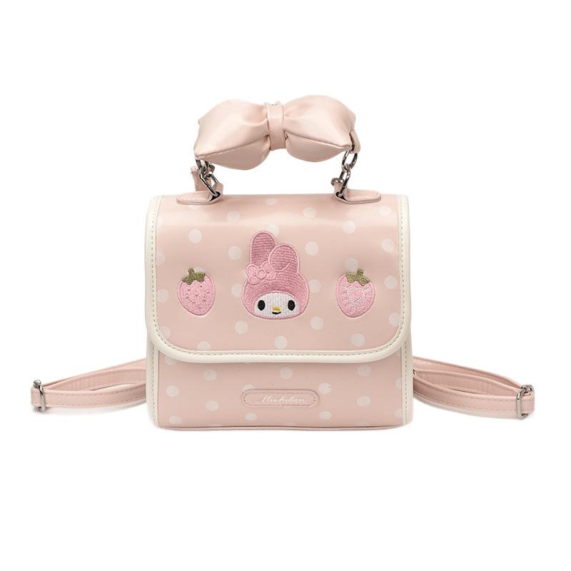 Schoolbag New Girls Backpack Cartoon Cute Casual Small Backpack PU Bow Wear-resistant Commuter Storage Bag