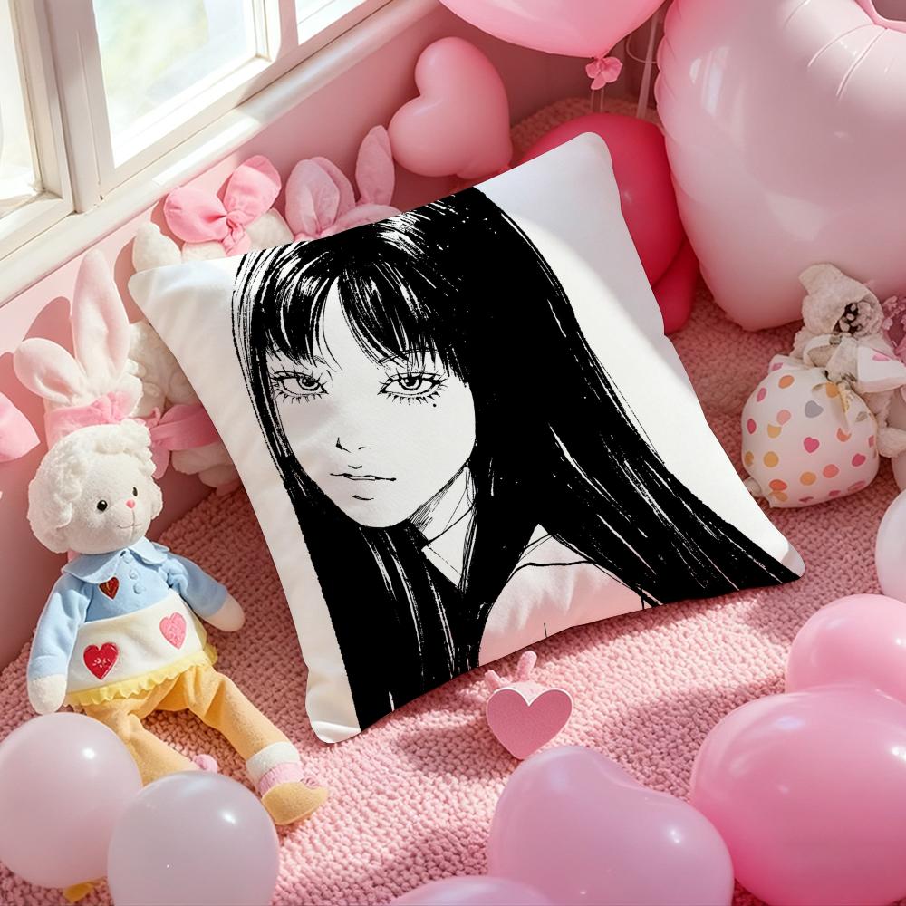 T-Tomie Anime Cushion Cover Pattern Printed Pillowcase for Living Room Sofa Cushion Cover & Bedroom Decor