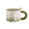 Light Luxury Flower Ceramic Cup With Lid Spoon High Value Household Drinking Cup Office Coffee Cup Teacup Mug
