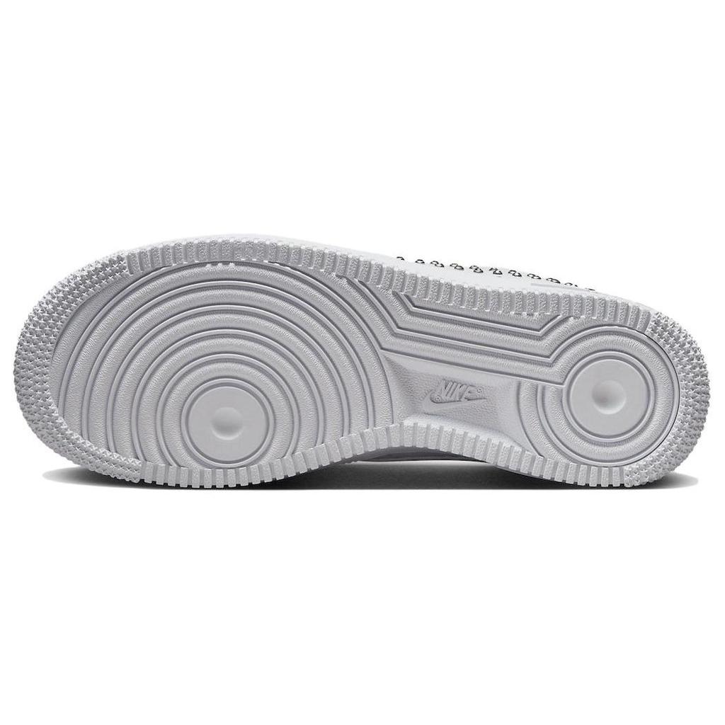 Nike Sneakers da Donna Air Force 1 07 Swoosh Borchiato Bianco Argento Metallizzato Tinta Platino FQ8887-100