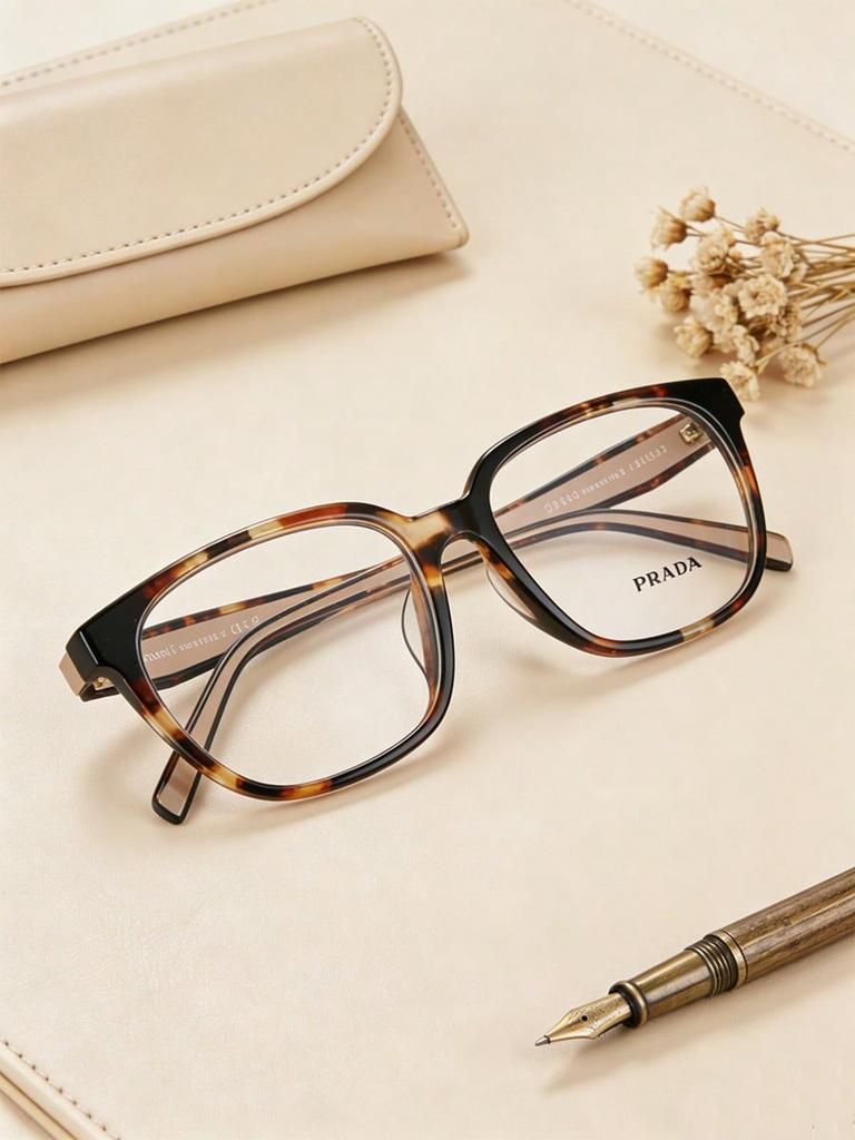 Prada VPR17Z Tortoise Square Eyeglasses, Luxury Designer Optical Frames