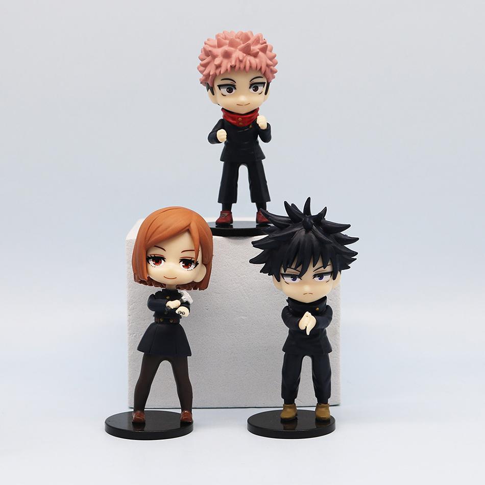 7Pcs/Set Anime Jujutsu Kaisen Figure Itadori Yuji Gojo Satori Fushiguro Megumi Kugisaki Kawaii Toy Car Decoration PVC Model Gift