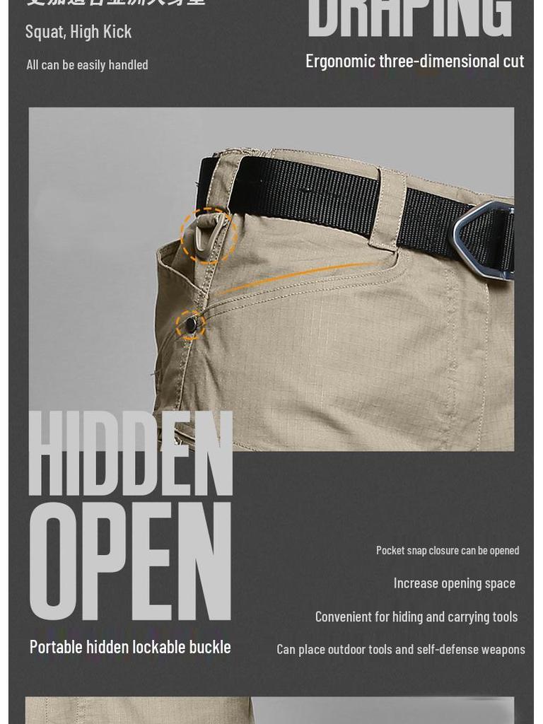Herren Outdoor Taktische Wasserdichte Cargohose - Stretch, Locker, Mehrere Taschen, für Frühling und Herbst