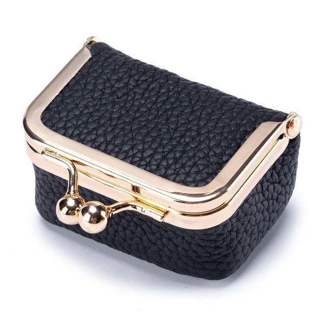 Monedero Mini de Cuero Genuino Bolsa Avanzada Linda Anillo de Diamante Dorado Bolsa para Joyas Billetera de Mano Pequeña Estuche para Auriculares Para Mujer