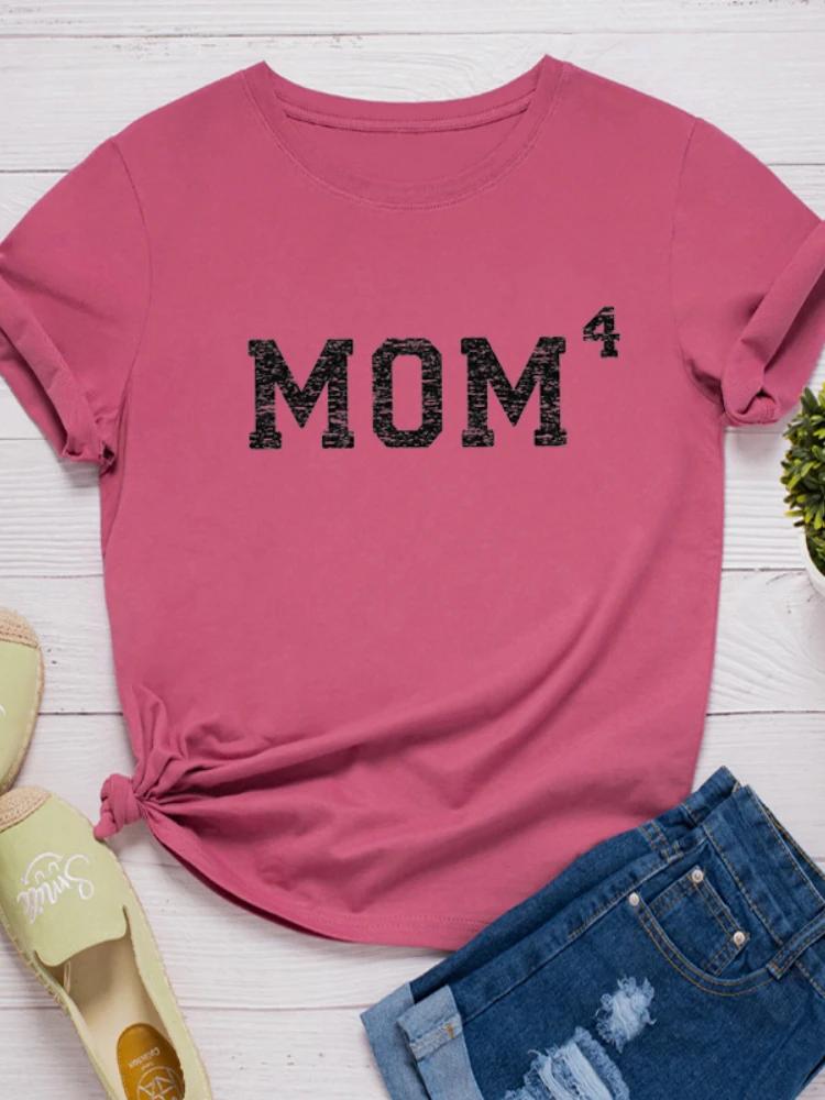 Mom 4th Power Print Women T Shirt Short Sleeve O Neck Loose Women Tshirt Ladies Tee Shirt Tops Clothes Camisetas Mujer