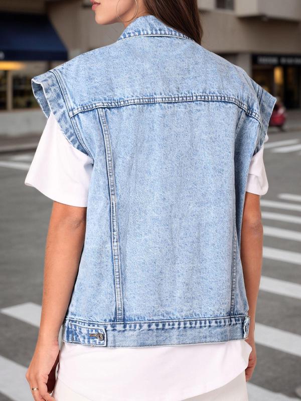 Minimalistyczna Casualowa Kamizelka Denimowa - Damska Wszechstronna Slim-Fit Klasyczny Styl