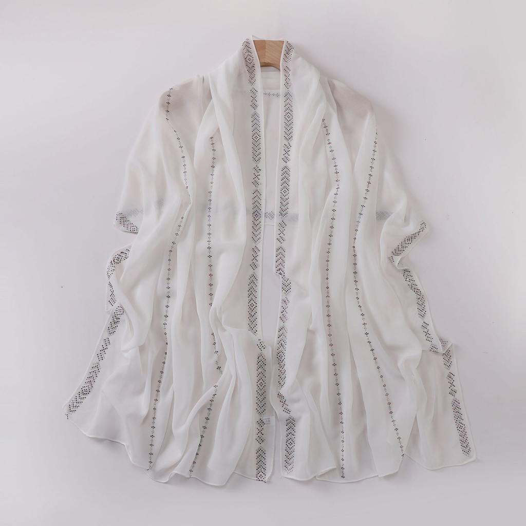 Diamond Pearl Chiffon Hijabs For Women Muslim Fashion Long Shawl Head Wrap For Women Turbans For Women Ramadan Turban Femme