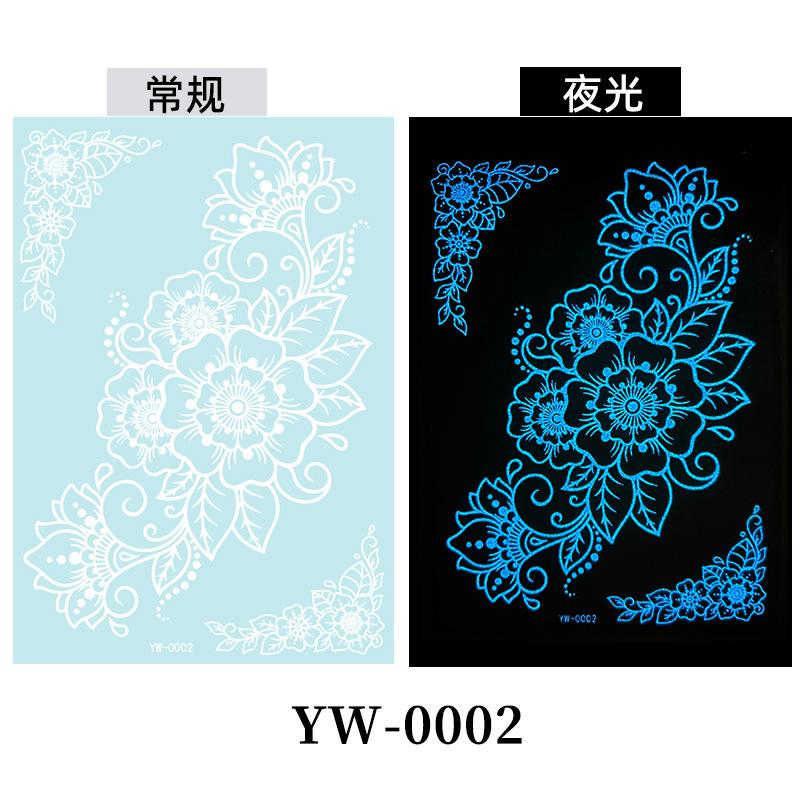 Blå Selvlysende Blonde Tatoveringsklistremerke Vanntett Midlertidig Tatovering Bryllup Ferie Tatovering