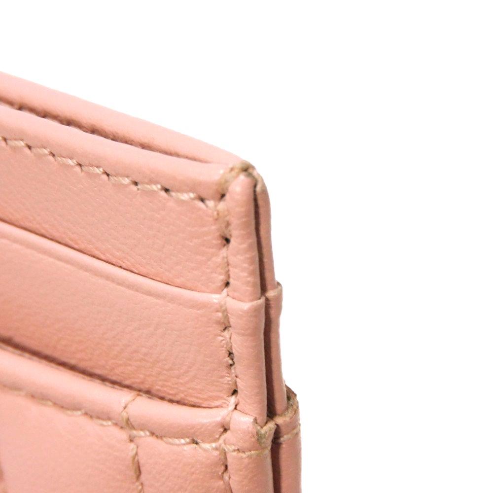 Used 11033 Laura Quilted TB Card Holder 8062371 7946 Stitched Pastel Pink Logo Dusky Pink Excellent Condition Ladies